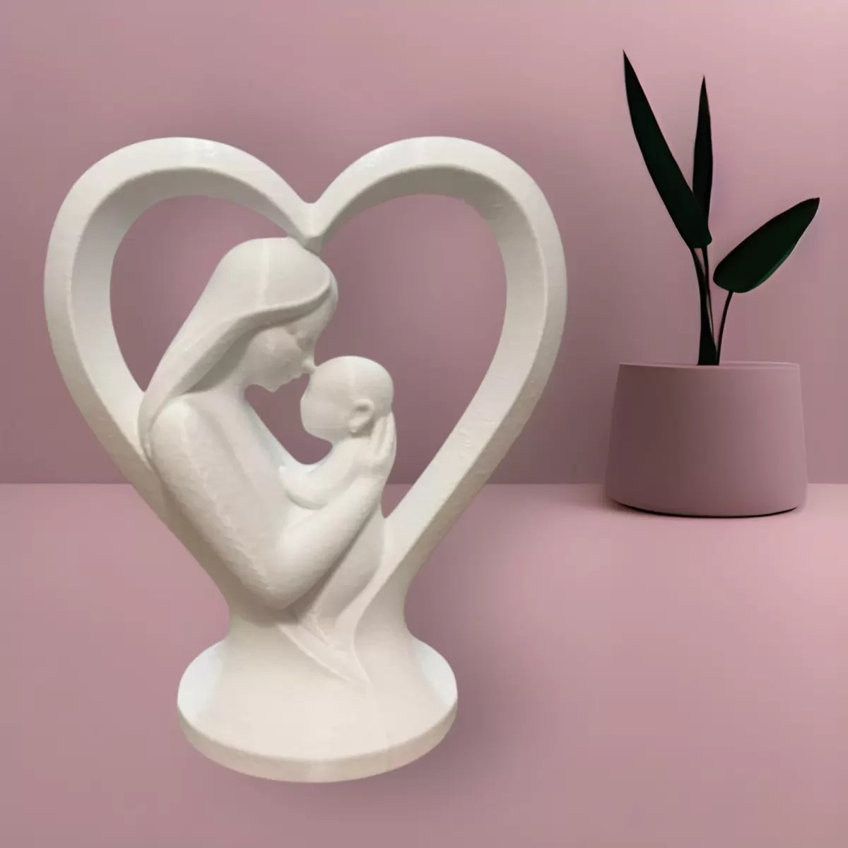 Anne Bebek Dekorati̇f Salon Oturma Odasi Biblo – Salon Ve Ofis İçin Dekoratif Ürün 20 Cm Beyaz