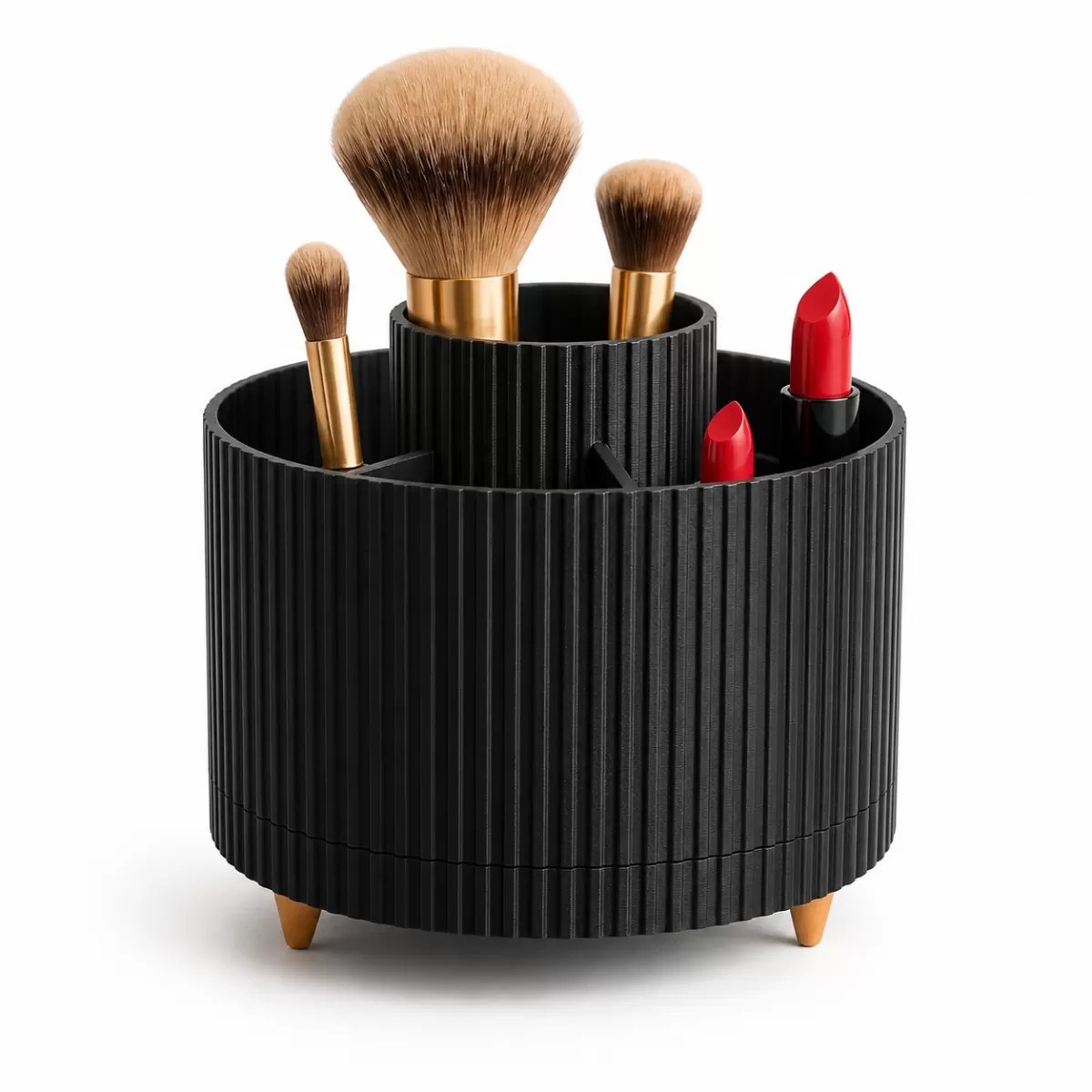 Masa Üstü Çok Amaçlı 360  Derece Dönen Organizer  – Dekoratif Ürün 20x20 Cm Siyah