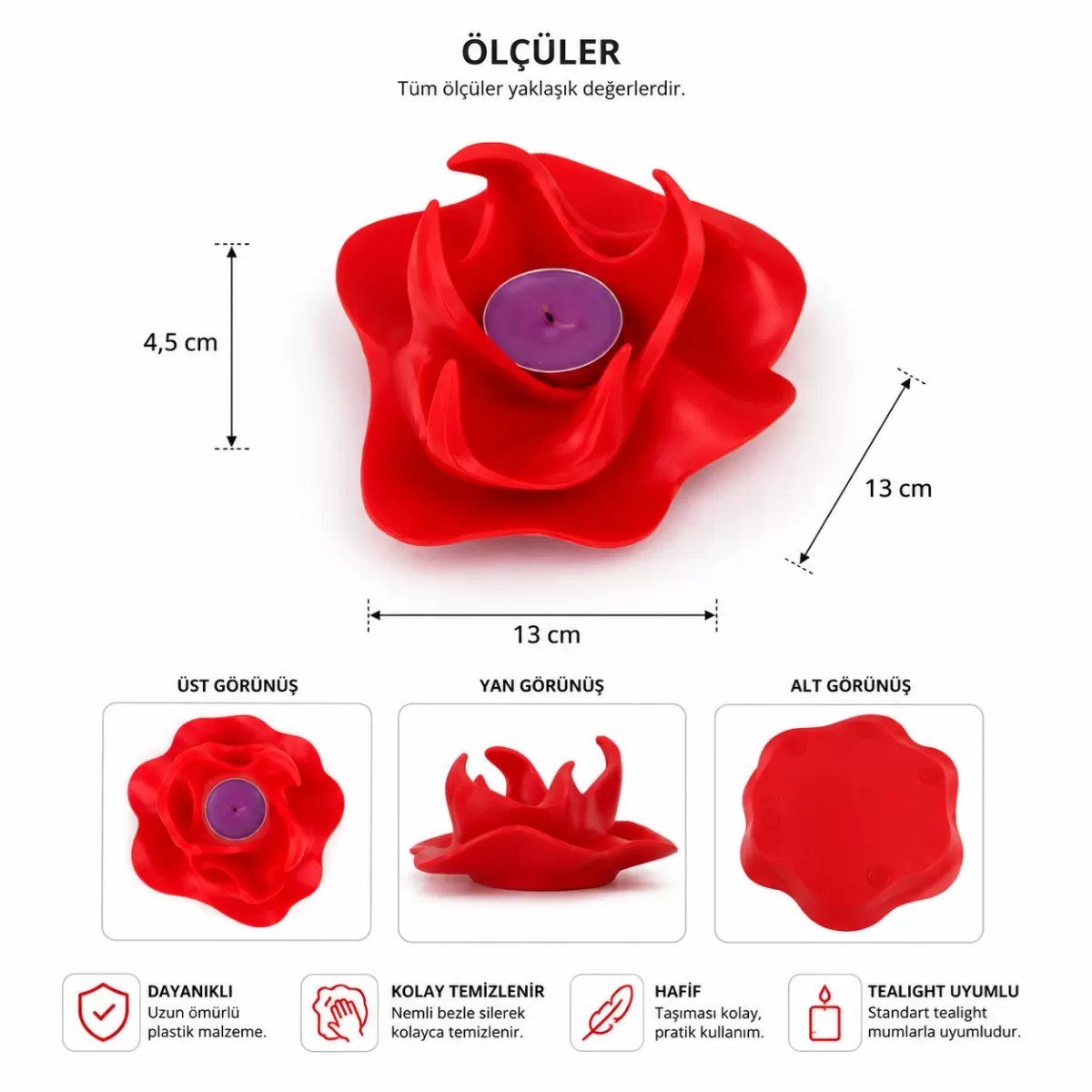 3d Kırmızı Ateş Mumluk Şık Obje