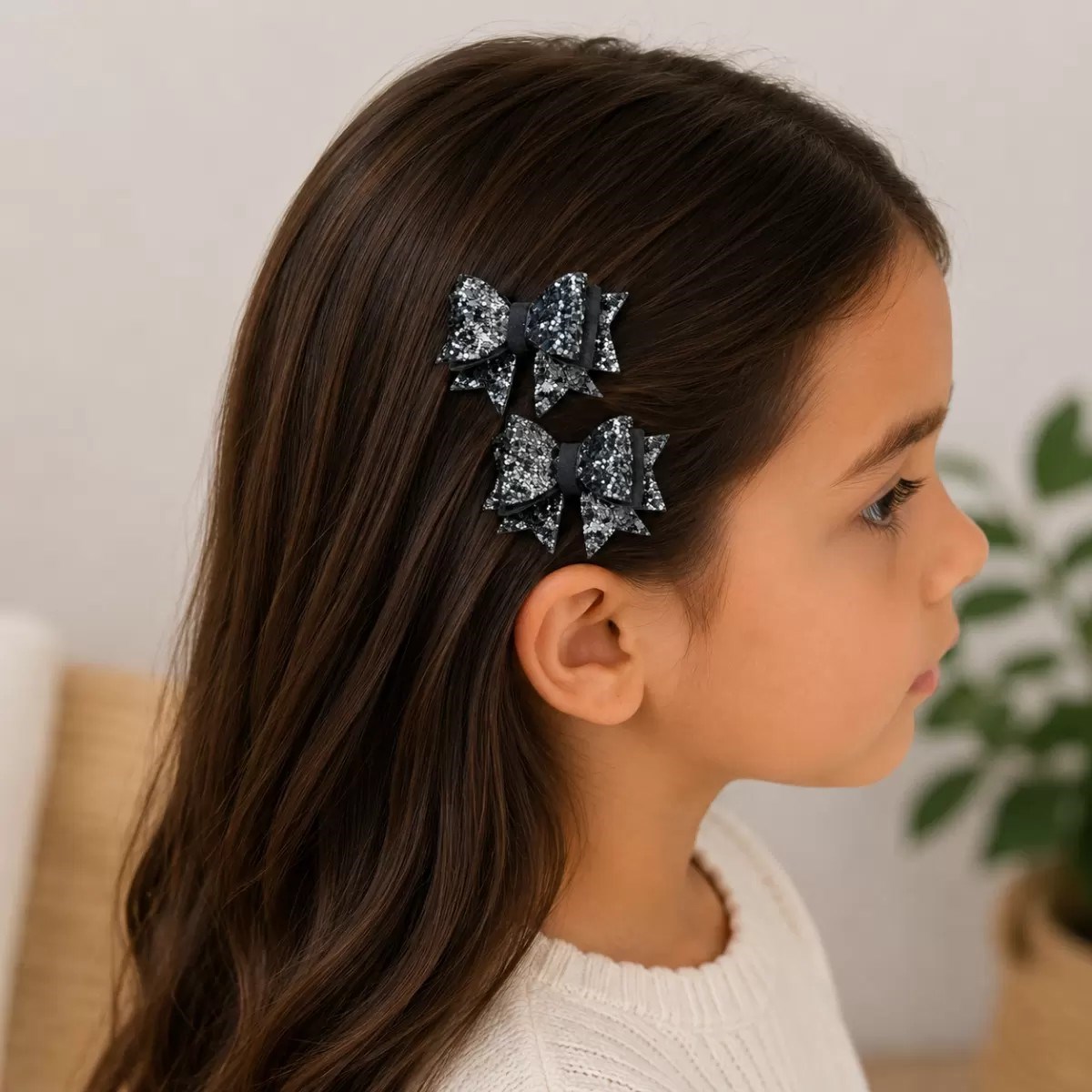 El Yapımı Işıltılı Suni Deri Glitter Toka Seti 2’li Fiyonk Gri