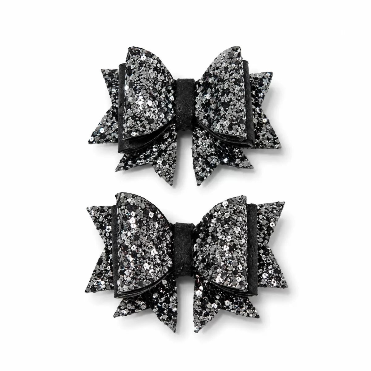 Işıltılı Glitter Tasarımlı Fiyonk Saç Tokası Gri Pullu