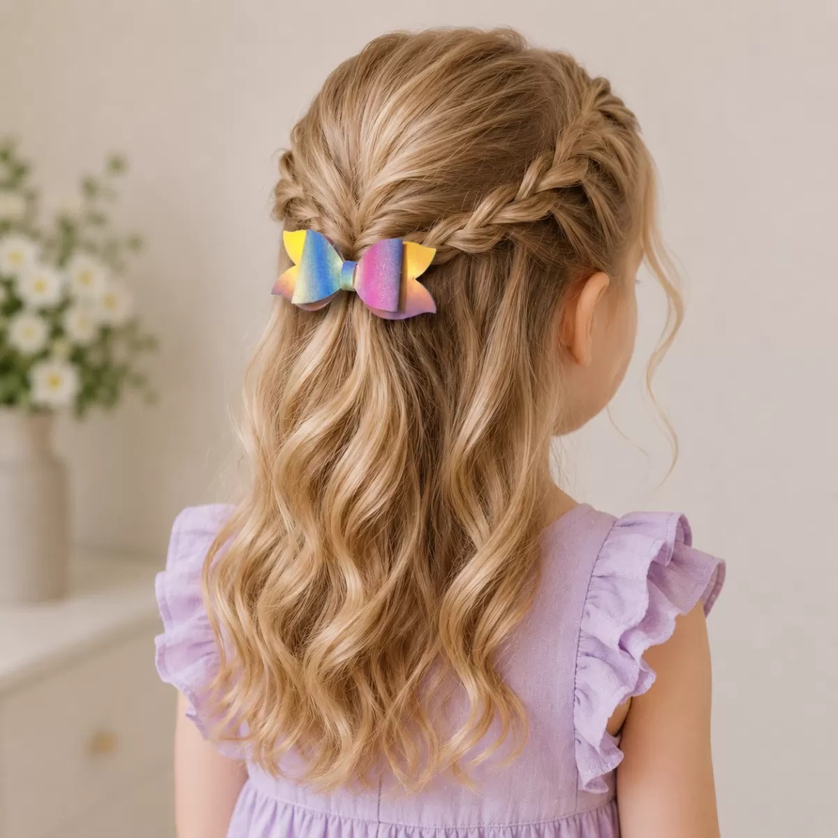 Glitter Detaylı Fiyonk Saç Tokası 2’li Set 6x3 Cm Renkli Simli