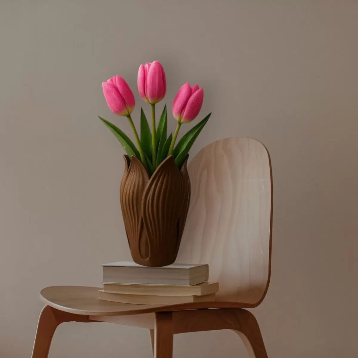 Lotus 3d Dekorati̇f Vazo 18 Cm Kahverengi