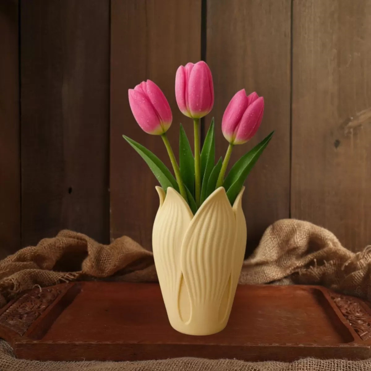 Lotus 3d Dekorati̇f Vazo 18 Cm Kem
