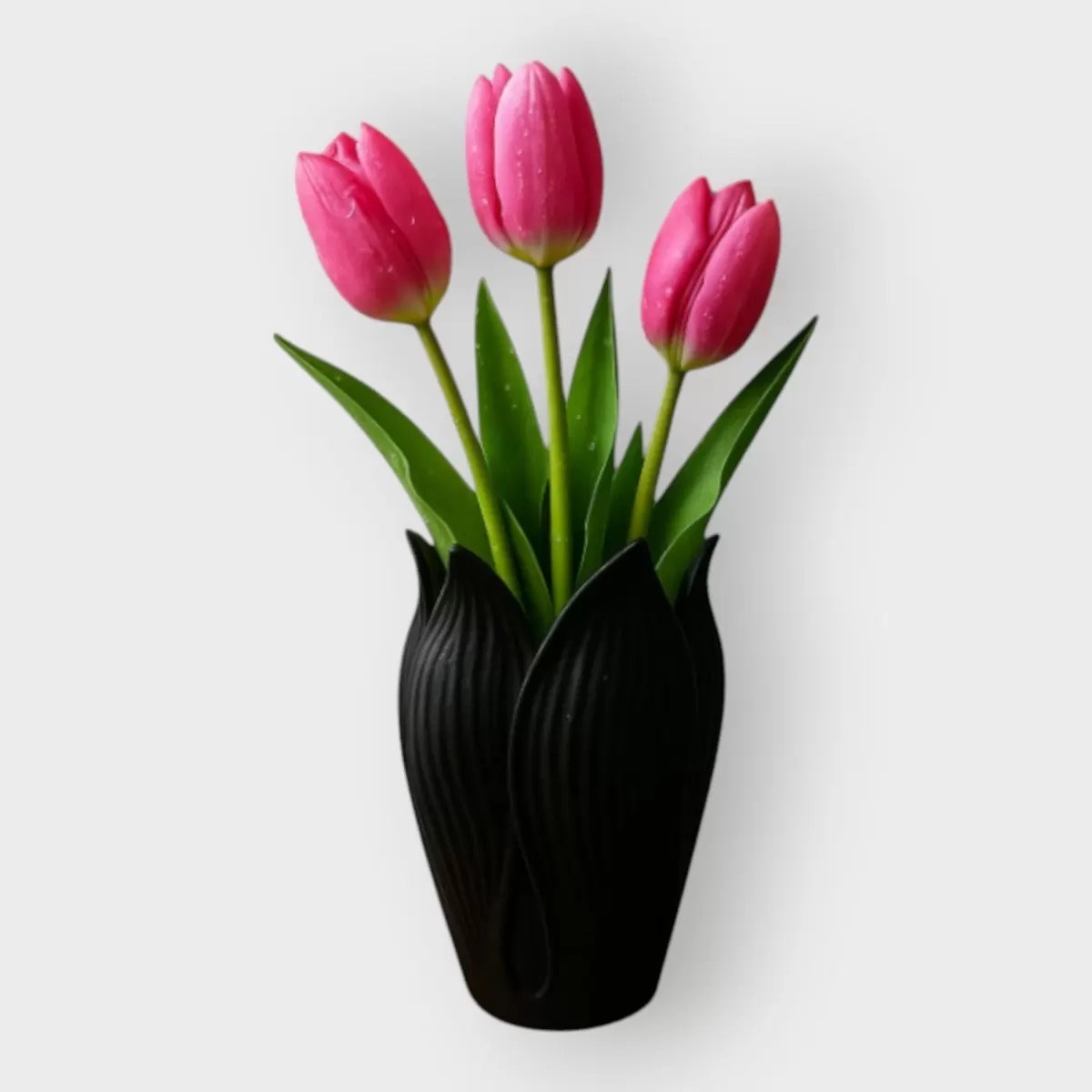 Lotus 3d Dekorati̇f Vazo 18 Cm Siyah