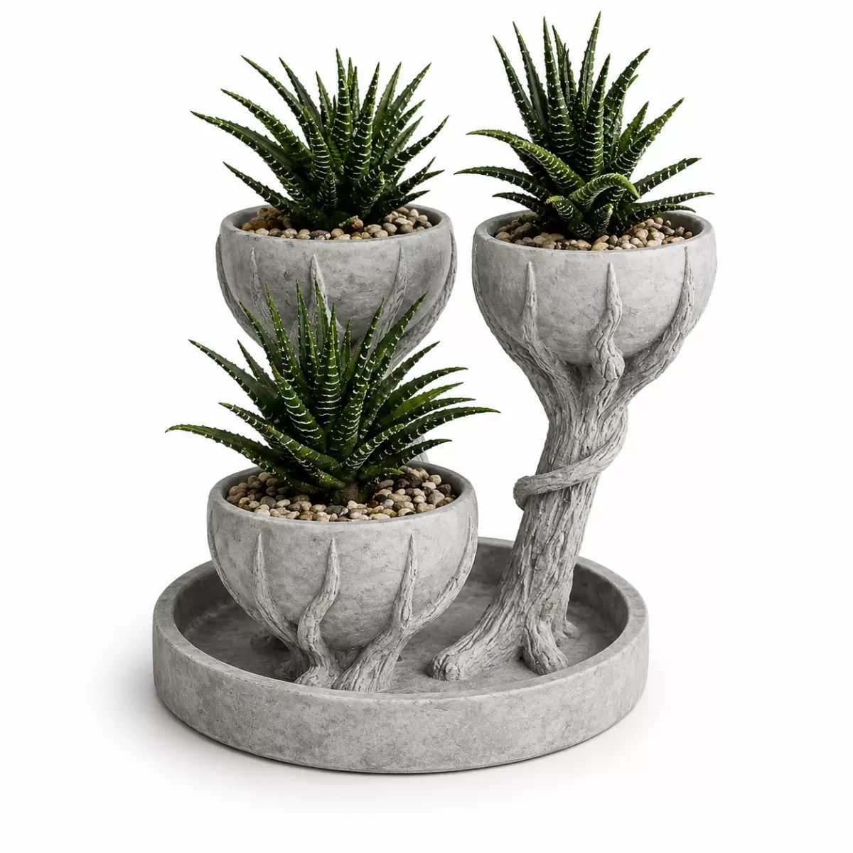 3d Üçlü Hand Of Tree Mermer Desenli Vazo