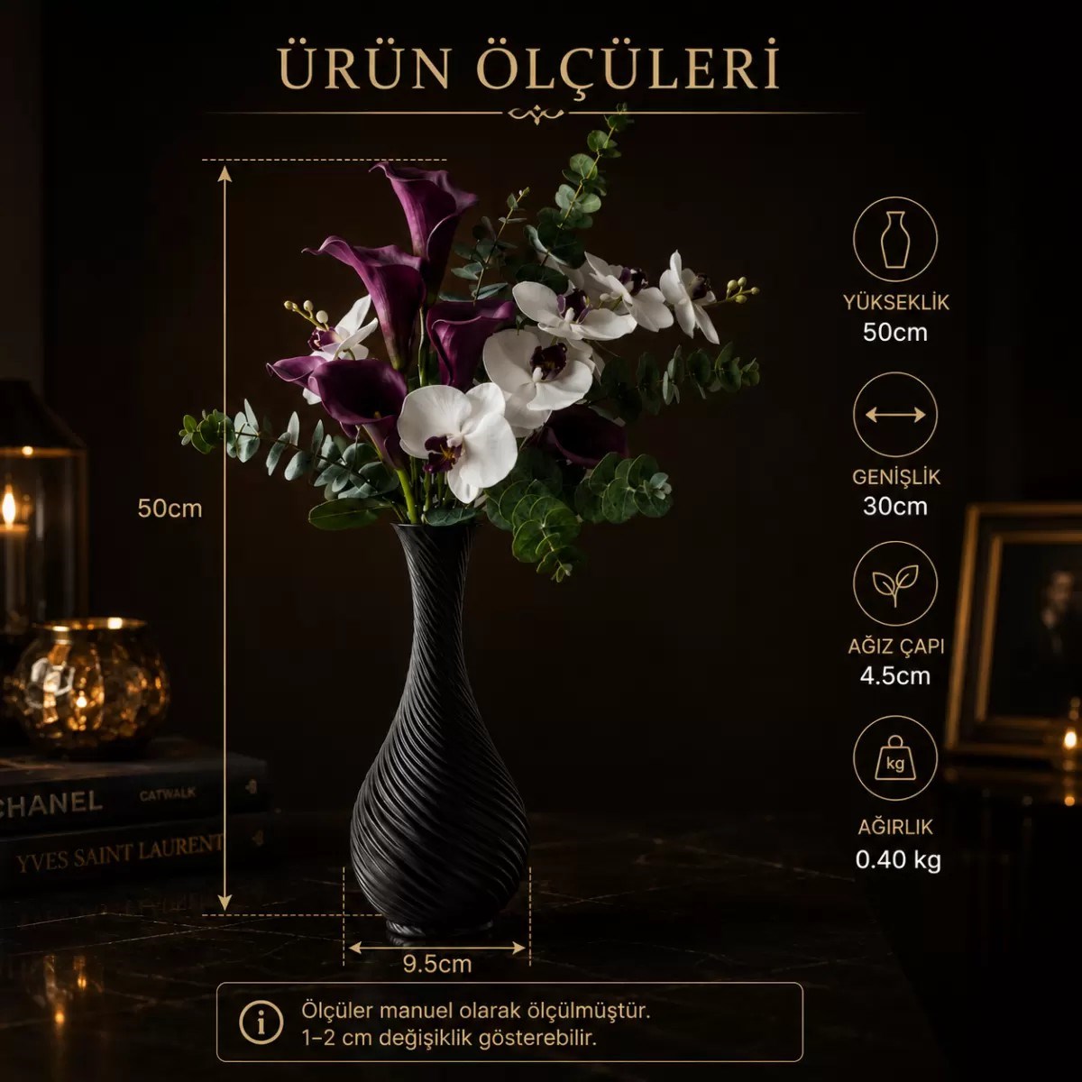 Dekorati̇f Sarmal Twi̇st Salon Oturma Odasi Vazo – Salon Dekoru Siyah