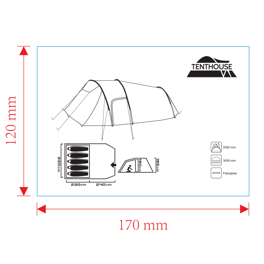 Tenthouse Tunnel 5 Kişilik Yüksek Çadır 470*330-195