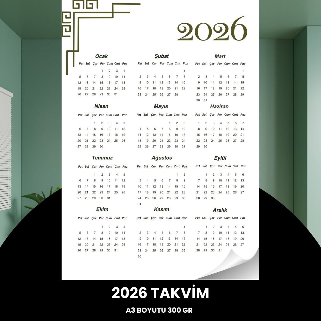 Takvim 2026 Premium A3 300 Gr Dijital Baskı Beyaz