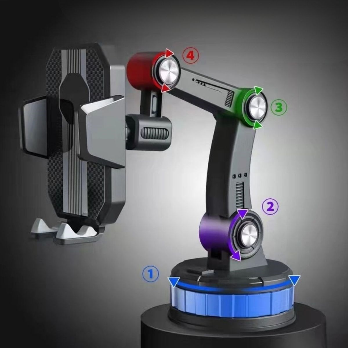 BUFFER® Jel Vantuzlu Cama Takılabilen Güçlü 360 Derece Dönebilen Ayarlanabilir Araç Içi Vantuzlu Telefon Tutucu