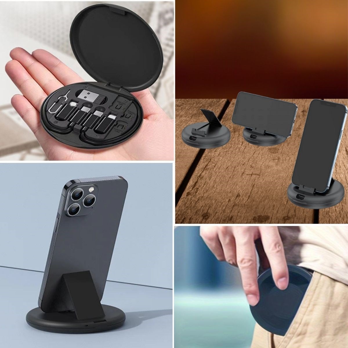 BUFFER® 60w Destekli Kablo Kutusu Seyahat Kablo Seti 5’i 1 arada USB Type-C Şarj Kablosu Seti